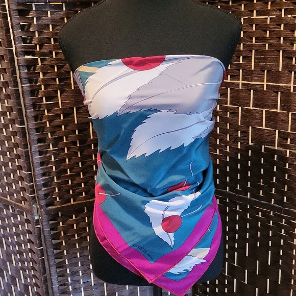 Grès Paris Pink and Gray Silk Scarf - Picture 3 of 7